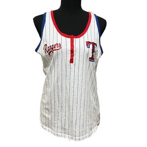 NWOT! NEW ERA Texas Rangers Pinstripe Henley Racerback Tank Top Size:L SKU:NE2